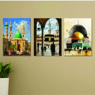 Set of 3 Wall Art Wooden Photo tile Frames for Wall Decor