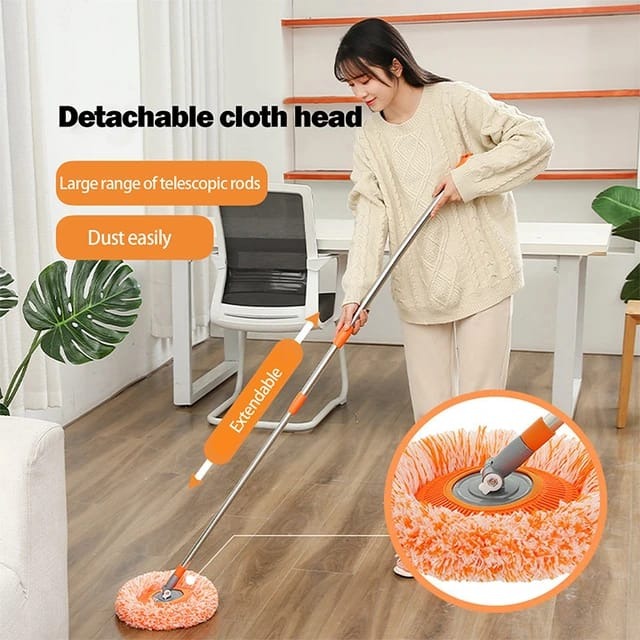 360° Rotating Microfiber Mop | Round Shape | Extendable Adjustable Stick