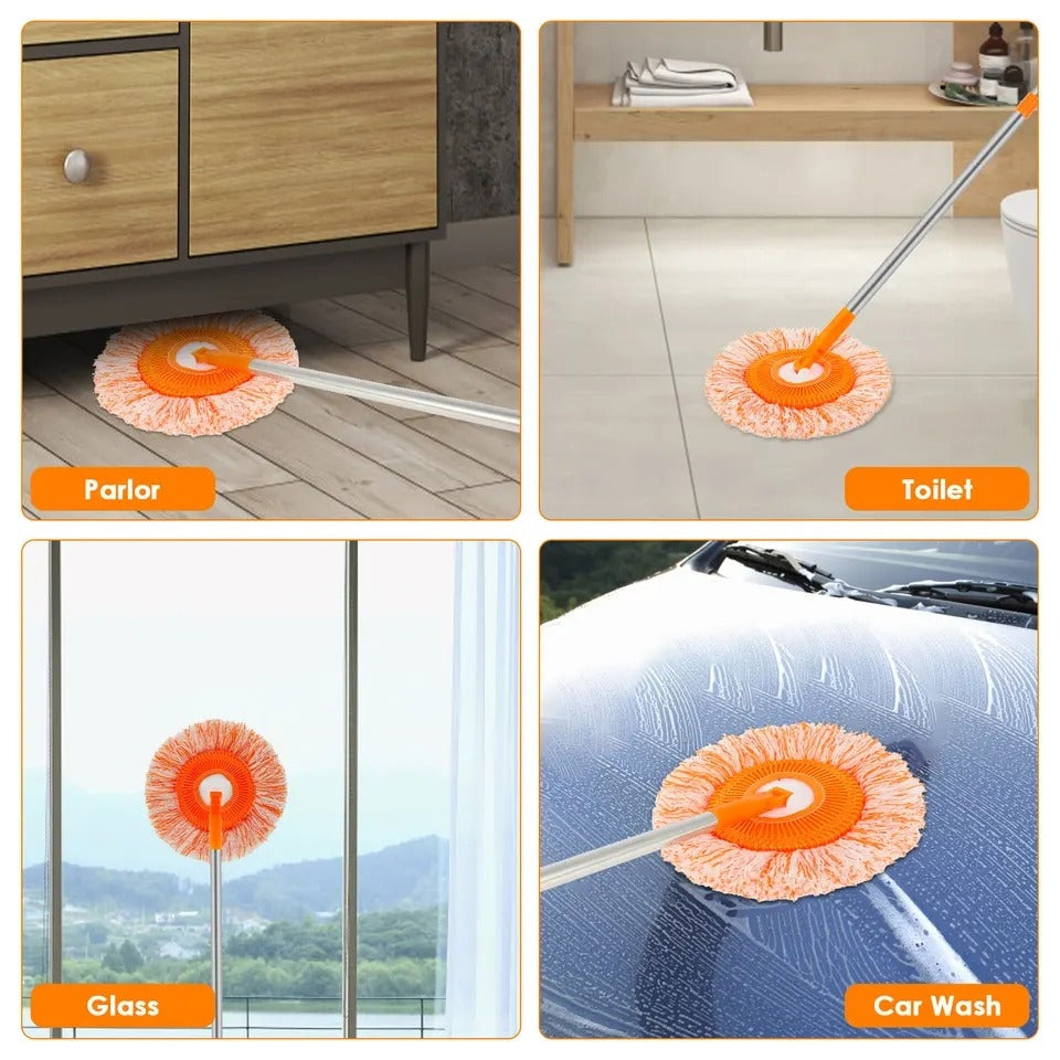 360° Rotating Microfiber Mop | Round Shape | Extendable Adjustable Stick