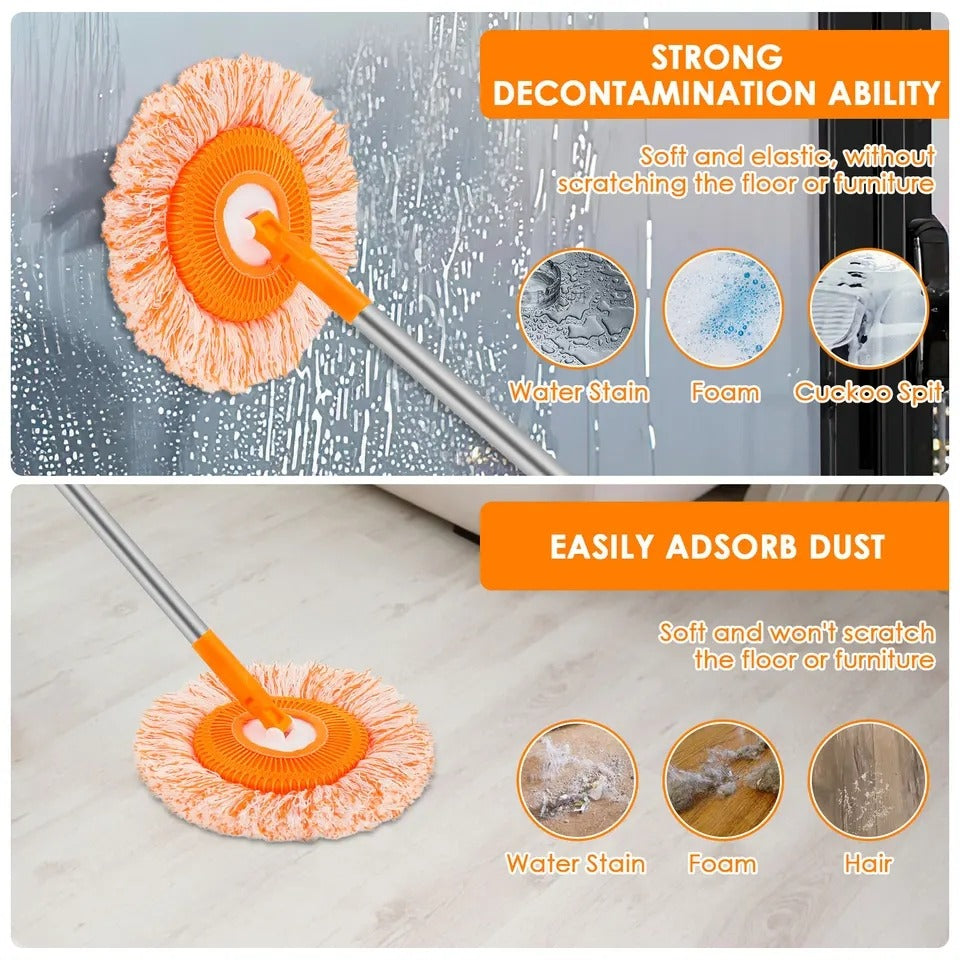 360° Rotating Microfiber Mop | Round Shape | Extendable Adjustable Stick