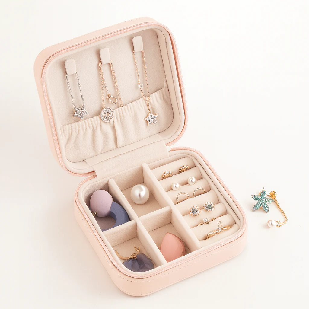 Portable Jewelry Storage Box | Leather Organizer | Travel Case