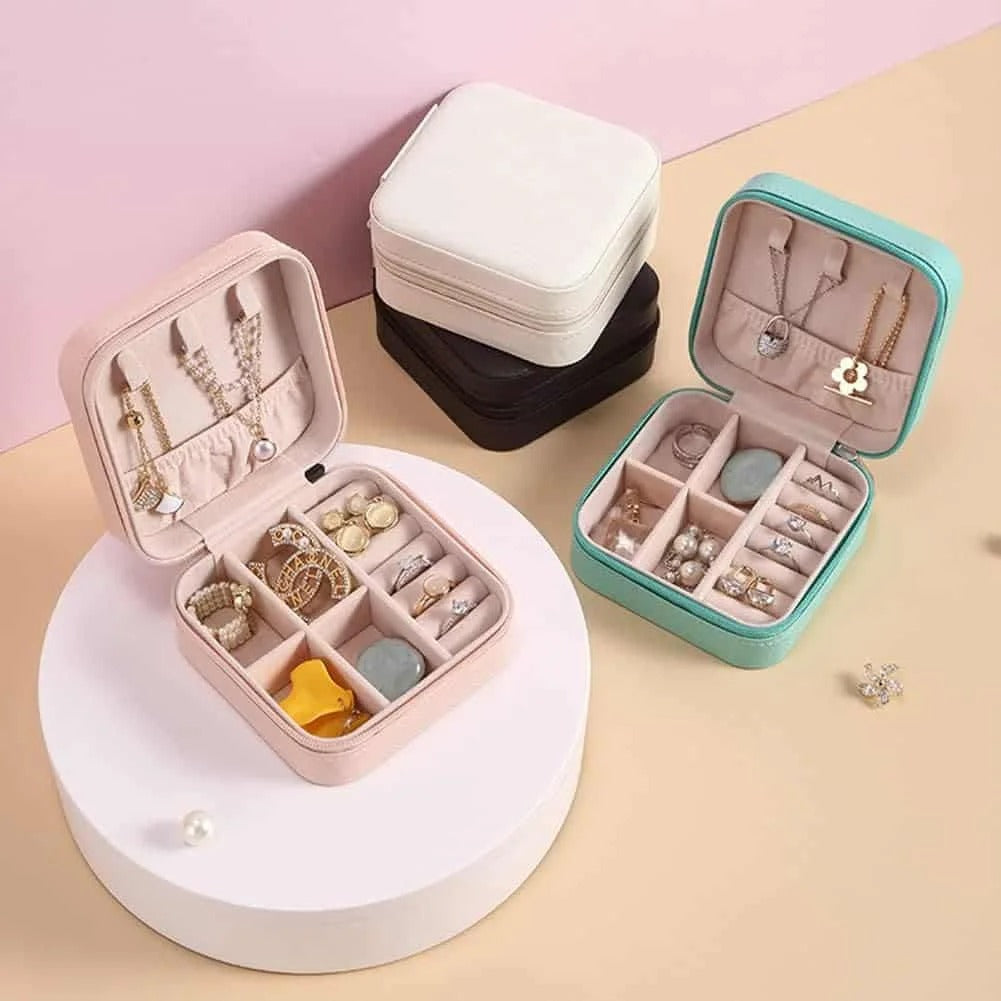 Portable Jewelry Storage Box | Leather Organizer | Travel Case