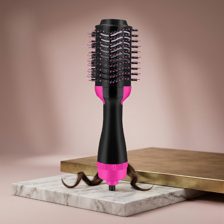 3-in-1 Hot Air Brush – Professional One-Step Hair Dryer, Straightener, and Curler